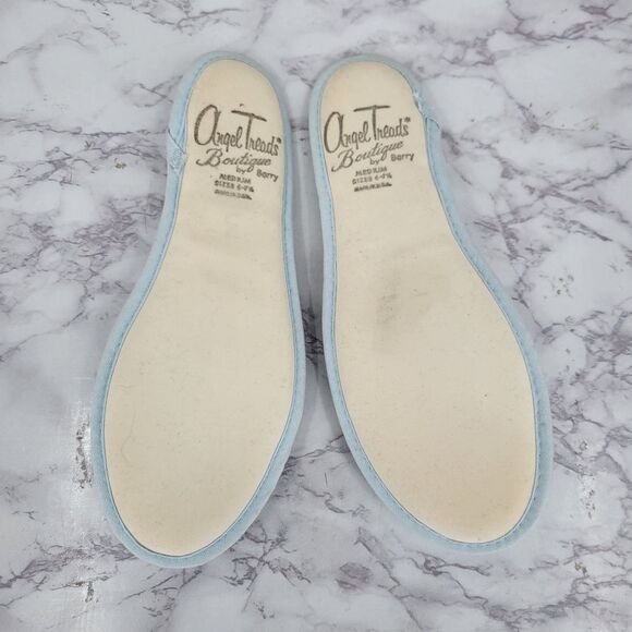 Angel Treads Vintage Blue Lace Women's House Slippers 60s Peep Toe - Picture 6 of 10